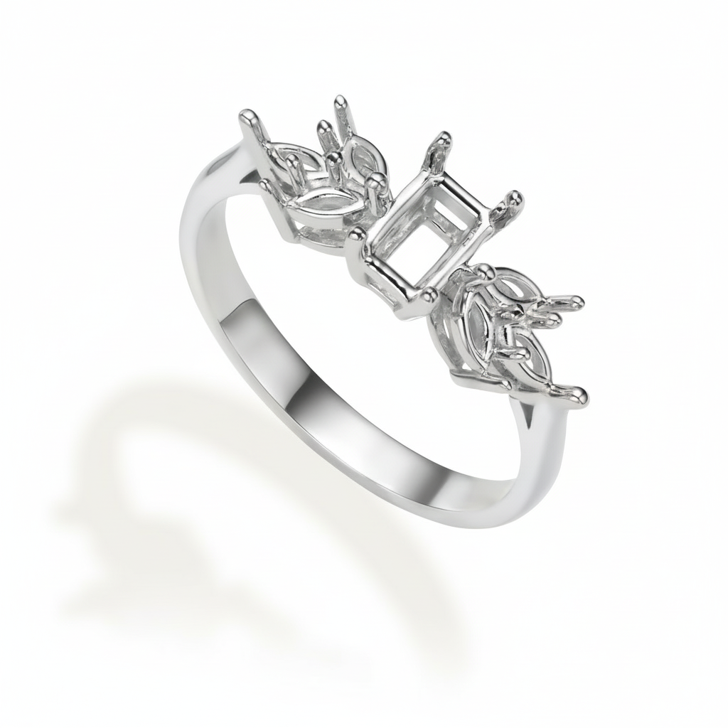 טבעת לשיבוץ אמרלד ומרקיזות